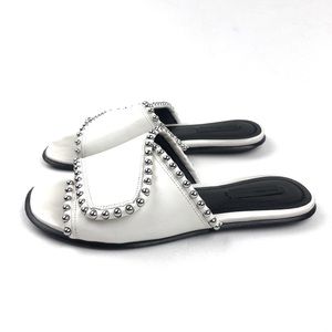 Alexander Wang Leidy Leather Open Toe Casual Slide